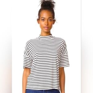 Striped Black and White Women's Top Medium